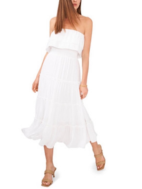 1. State Dresses & Skirts - NWT 1. STATE Strapless Tiered Ruffle Midi Dress Ultra White size Large